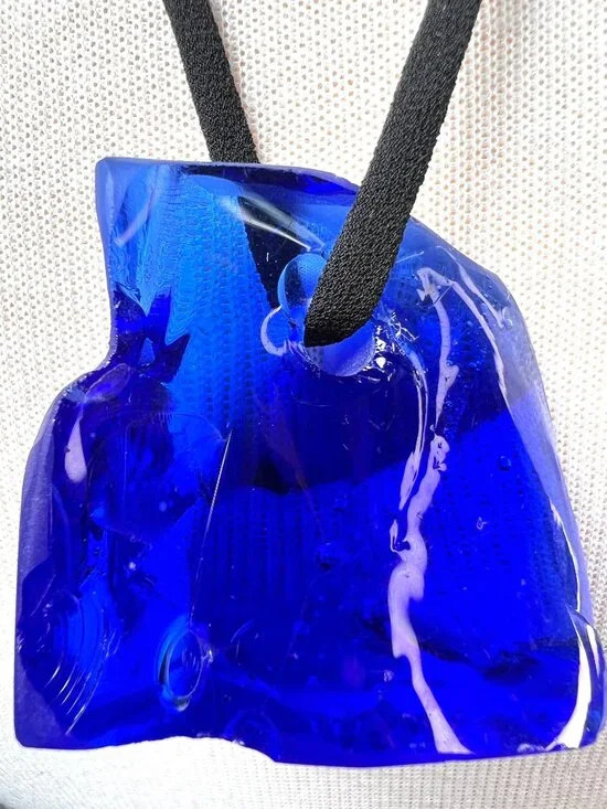 MARIA CALDERARA SS 24 Paper Mache/Cobalt Blue Murano Glass Necklace NWT - Picture 2 of 8